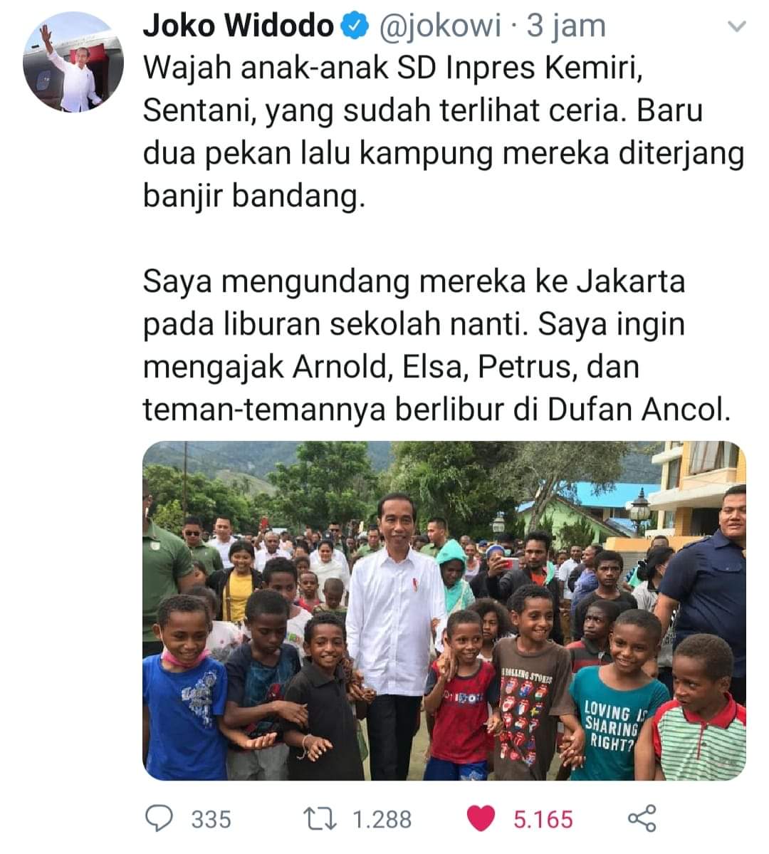 Akun Twitter resmi Presiden Joko Widodo