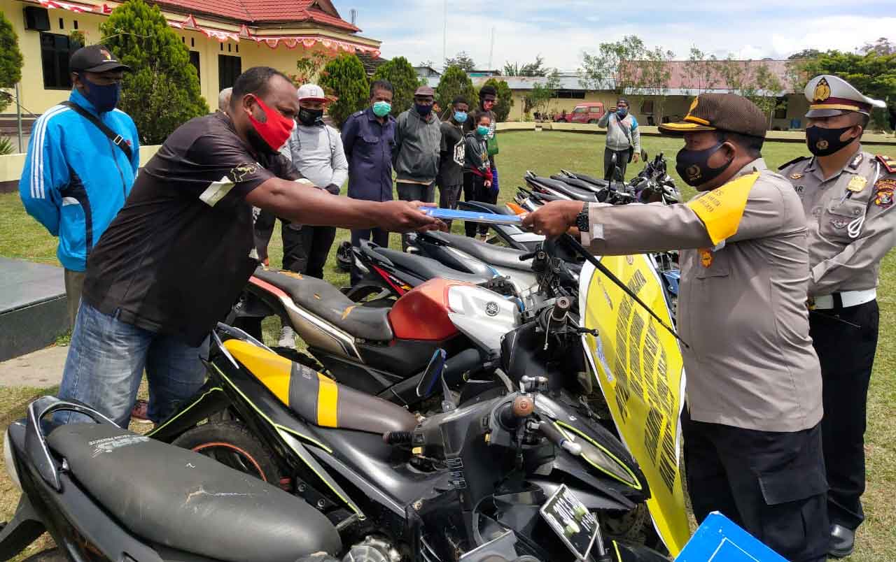 Januari – September Polres Jayawijaya Telah Kembalikan 161 Motor Curian ke Pemiliknya
