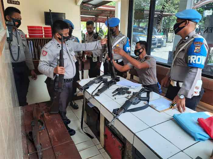 Propam Polresta Gelar Pemeriksaan Kelengkapan Senjata Api