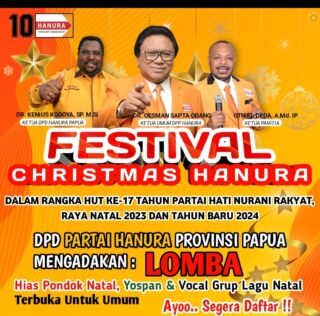 Hanura Bakal Gelar Lomba Hias Pondok Natal, Yospan dan Vokal Grup Lagu Natal, Total Hadiah Ratusan Juta Rupiah