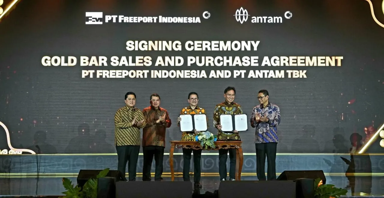 Freeport Indonesia dan PT ANTAM Tandatangani Perjanjian Jual Beli Emas Wujudkan Hilirisasi Dalam Negeri