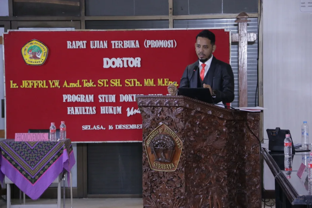Jeffry Yuliyanto Waisapy Raih Gelar Doktor Hukum Predikat Cumlaude Dari Untag Surabaya