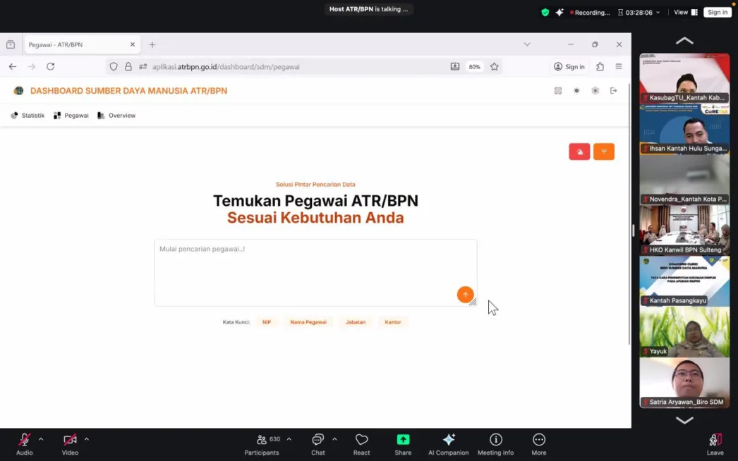 Kementerian ATR/BPN Kembangkan Dashboard SDM, Proses Mutasi dan Promosi Bakal Berbasis Data Akurat