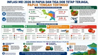 Inflasi Mei 2026 di Papua Terkendali: Papua Tengah Tertinggi 0,52%, Papua Deflasi Terdalam -0,68%