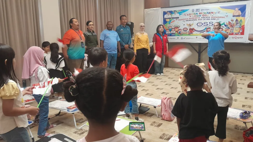 200 Pelajar TK-SD Ikuti Lomba Mewarnai Logo OSS Yang Digelar DPM-PTSP Kabupaten Jayapura